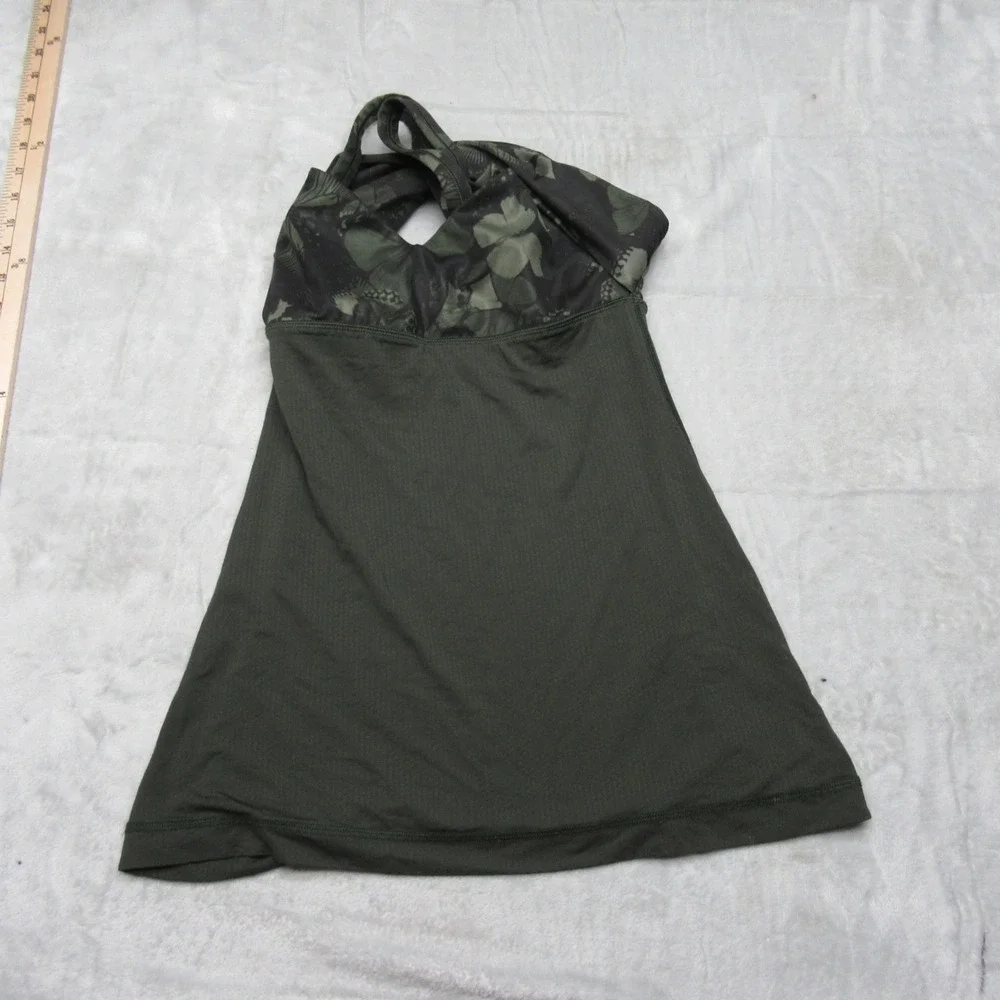 Lululemon Top Womens 4 Green Butterfly Print‎ Racerback Padded Wrap It Up Tank